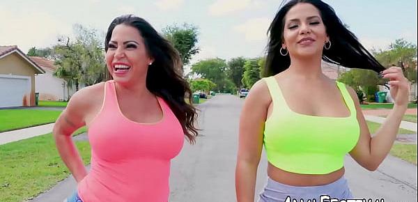  Big booty Latinas Rose Monroe and Julianna Vega sharing cock